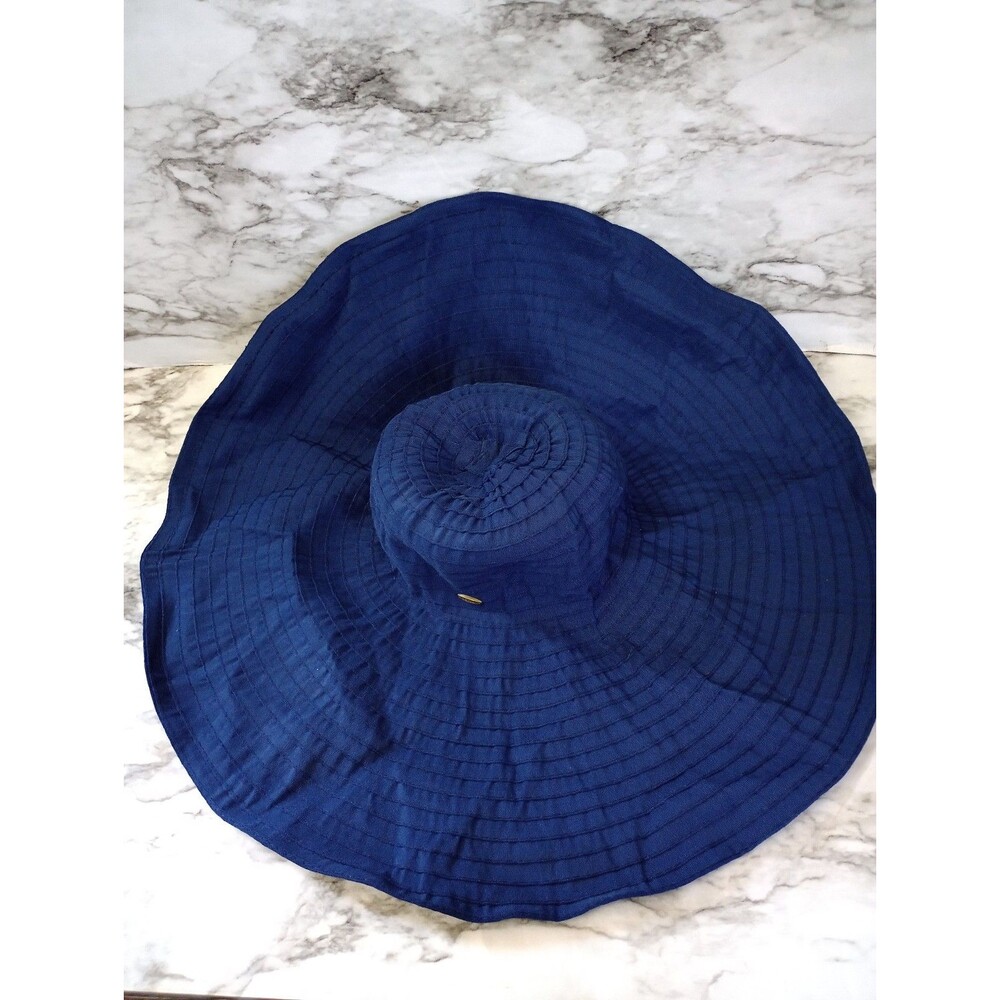 Scala Collezione Handcrafted Navy Blue Sun Hat Flexible Packable Wide Brim